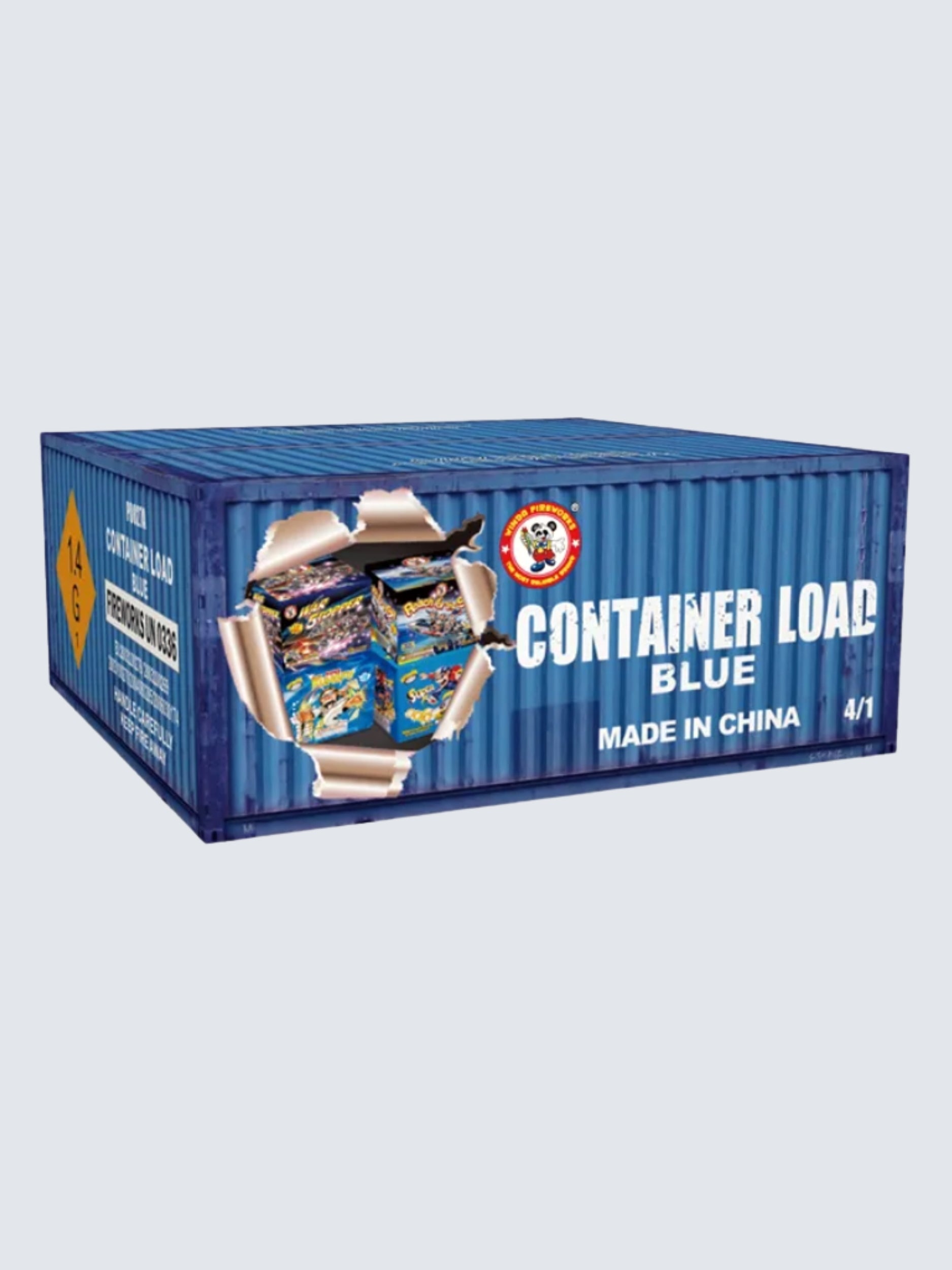 Container Load Blue | 48 Shot Box Kit™ - Super Kung Fu - Super Stunt - Reach For The Sky - War Stopper by Winda Fireworks -Shop Online for NOAB Cake at Elite Fireworks!