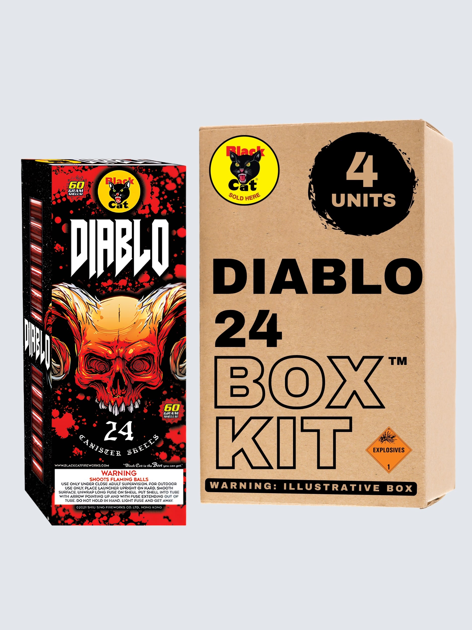 Diablo 24 | 24 Break Artillery Shell by Black Cat Fireworks -Shop Online for Large Canister Kit™ at Elite Fireworks!