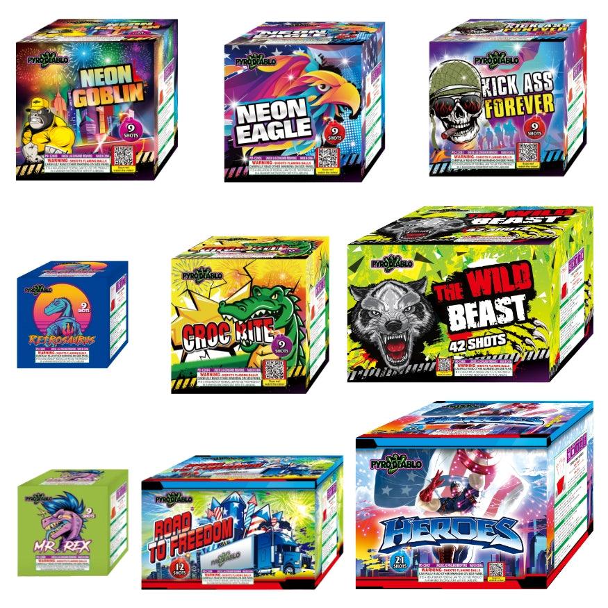 Diablo Park II | 159 Shot Box Kit™ by Pyro Diablo -Shop Online for X-tra Large Cake™ at Elite Fireworks!