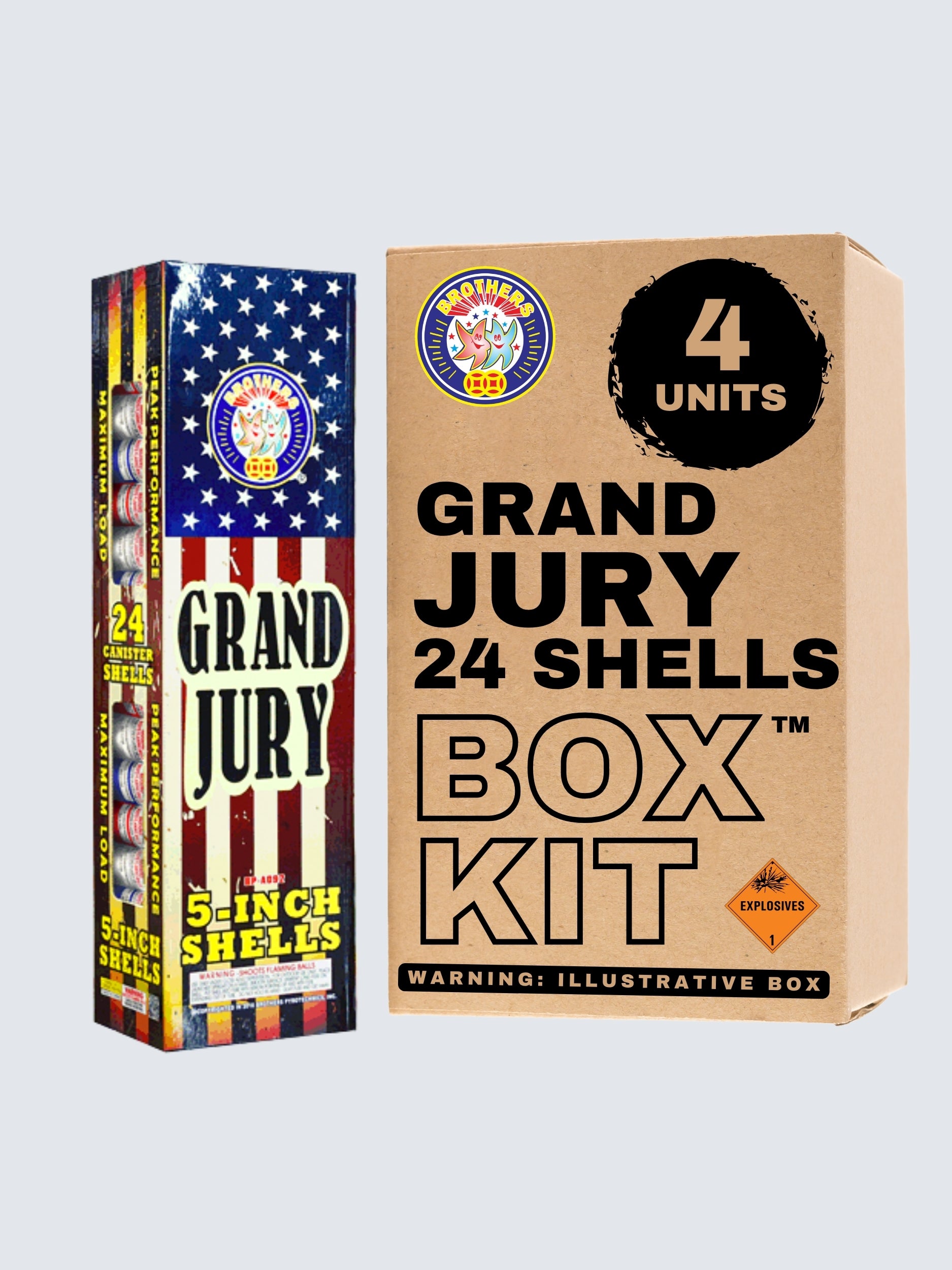 Grand Jury 24 | 24 Break Artillery Shell by Brothers Pyrotechnics -Shop Online for X-tra Large Canister Kit™ at Elite Fireworks!