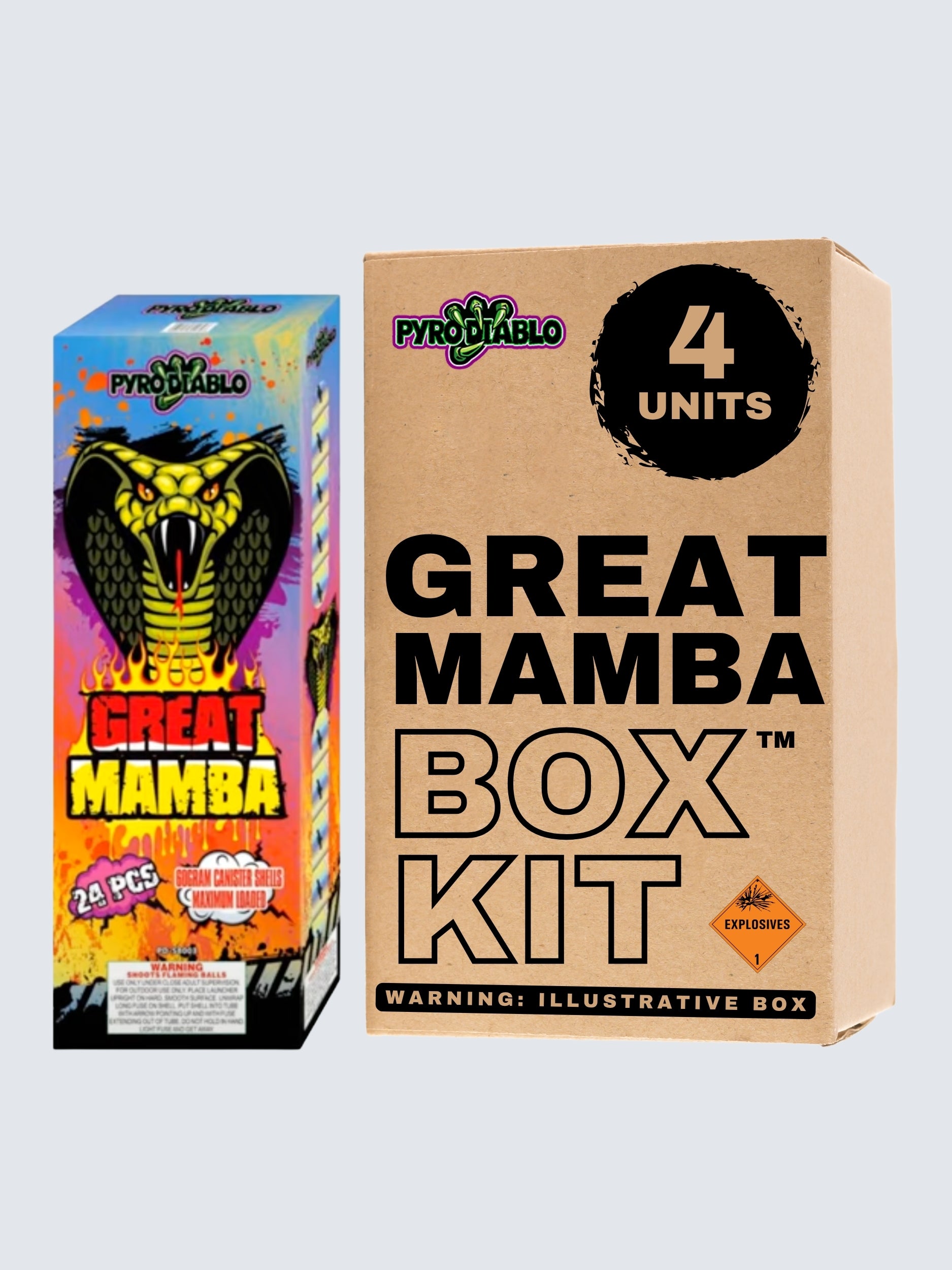 Great Mamba | 24 Break Artillery Shell by Pyro Diablo -Shop Online for X-tra Large Canister Kit™ at Elite Fireworks!