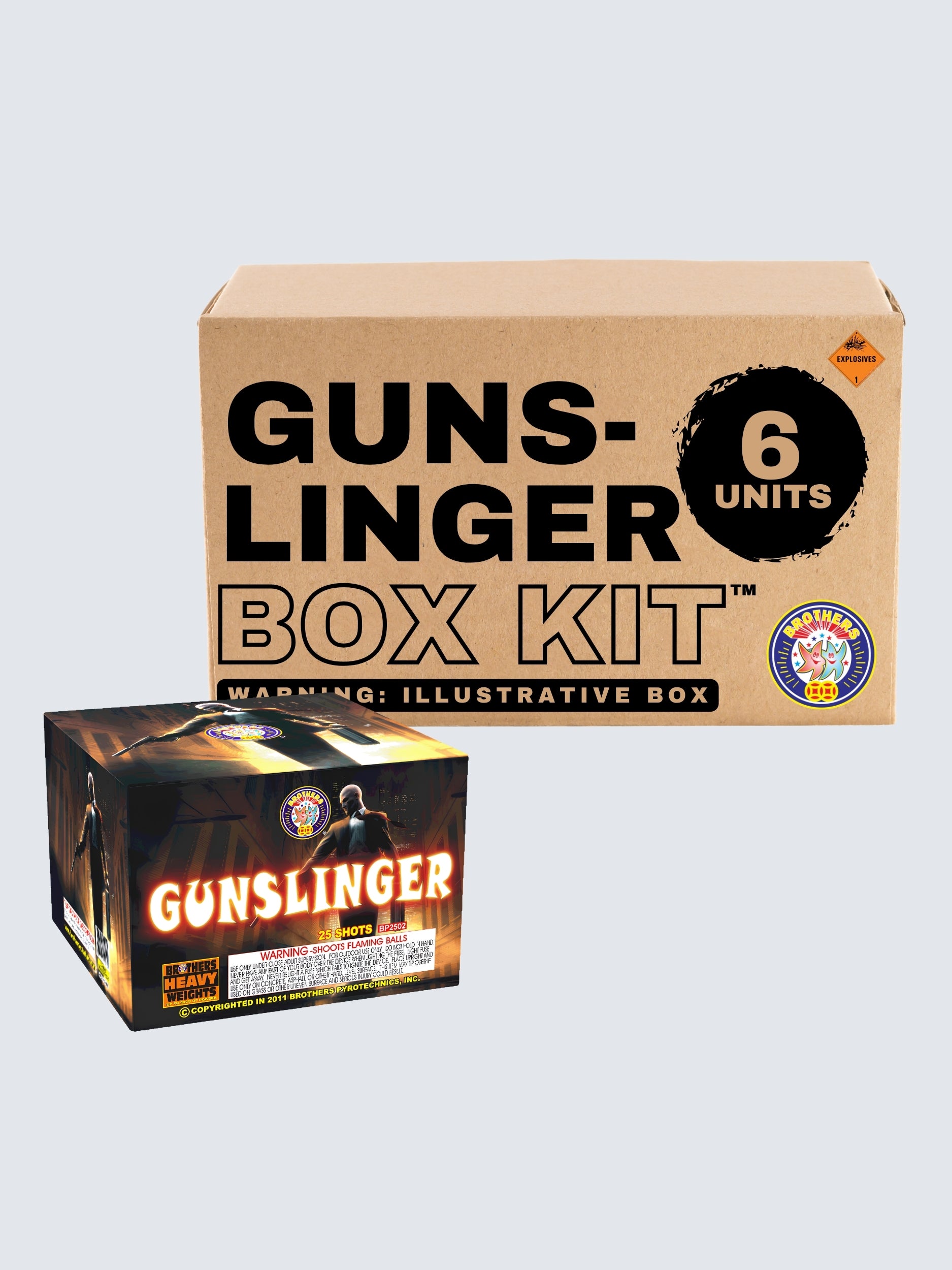 Gunslinger | 25 Shot Aerial Repeater by Brothers Pyrotechnics -Shop Online for Large Cake at Elite Fireworks!