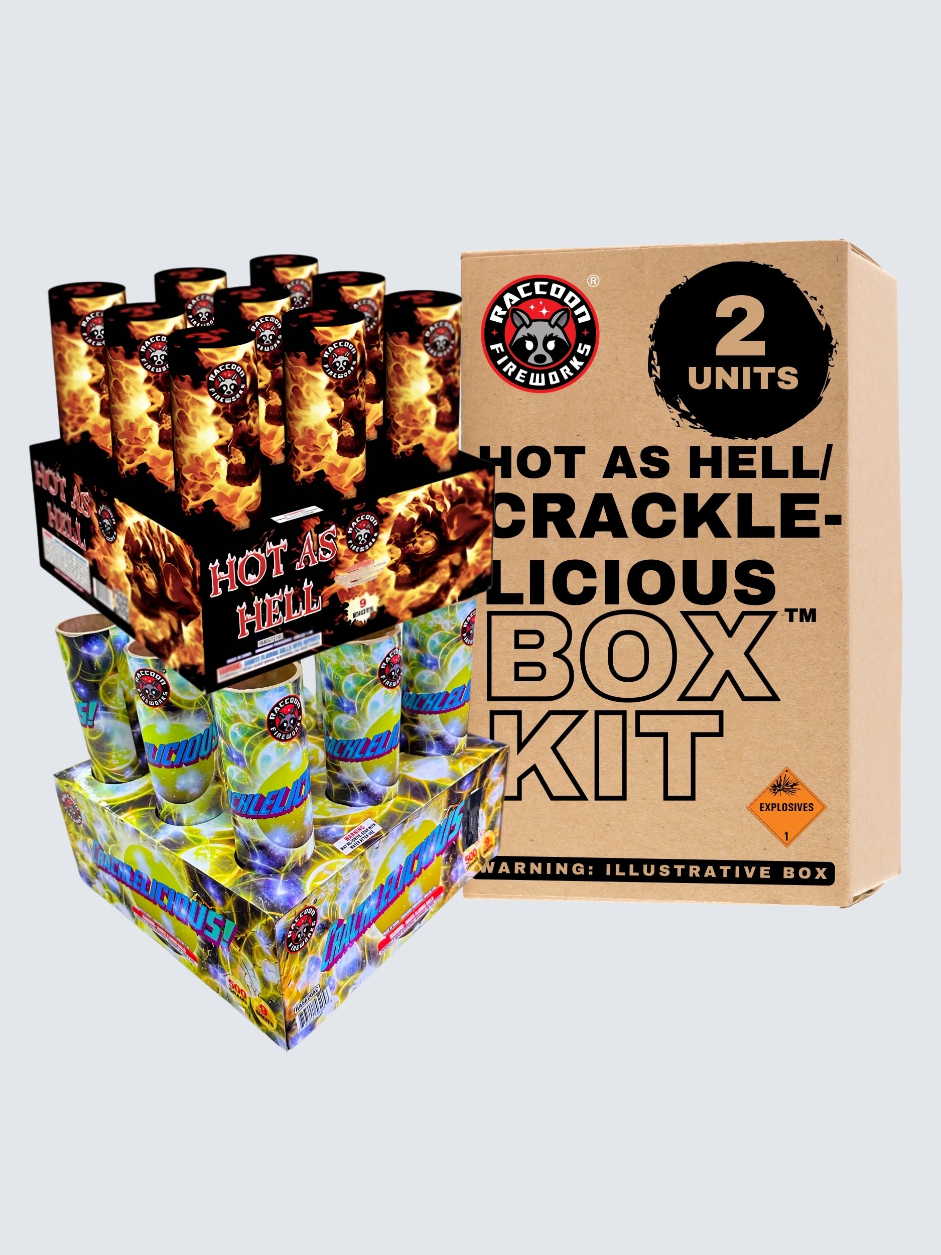Hot As Hell - Cracklelicious - Magnum Tremors | NOAB Set with Variable Box Kit™ Options by Raccoon Fireworks -Shop Online for NOAB Cake at Elite Fireworks!