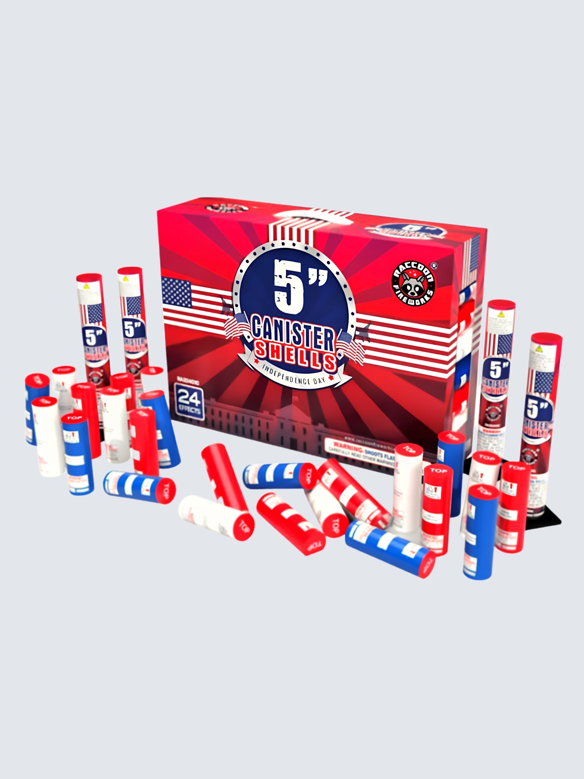 Independence Day | 24 Break Artillery Shell by Raccoon Fireworks -Shop Online for X-tra Large Canister Kit™ at Elite Fireworks!