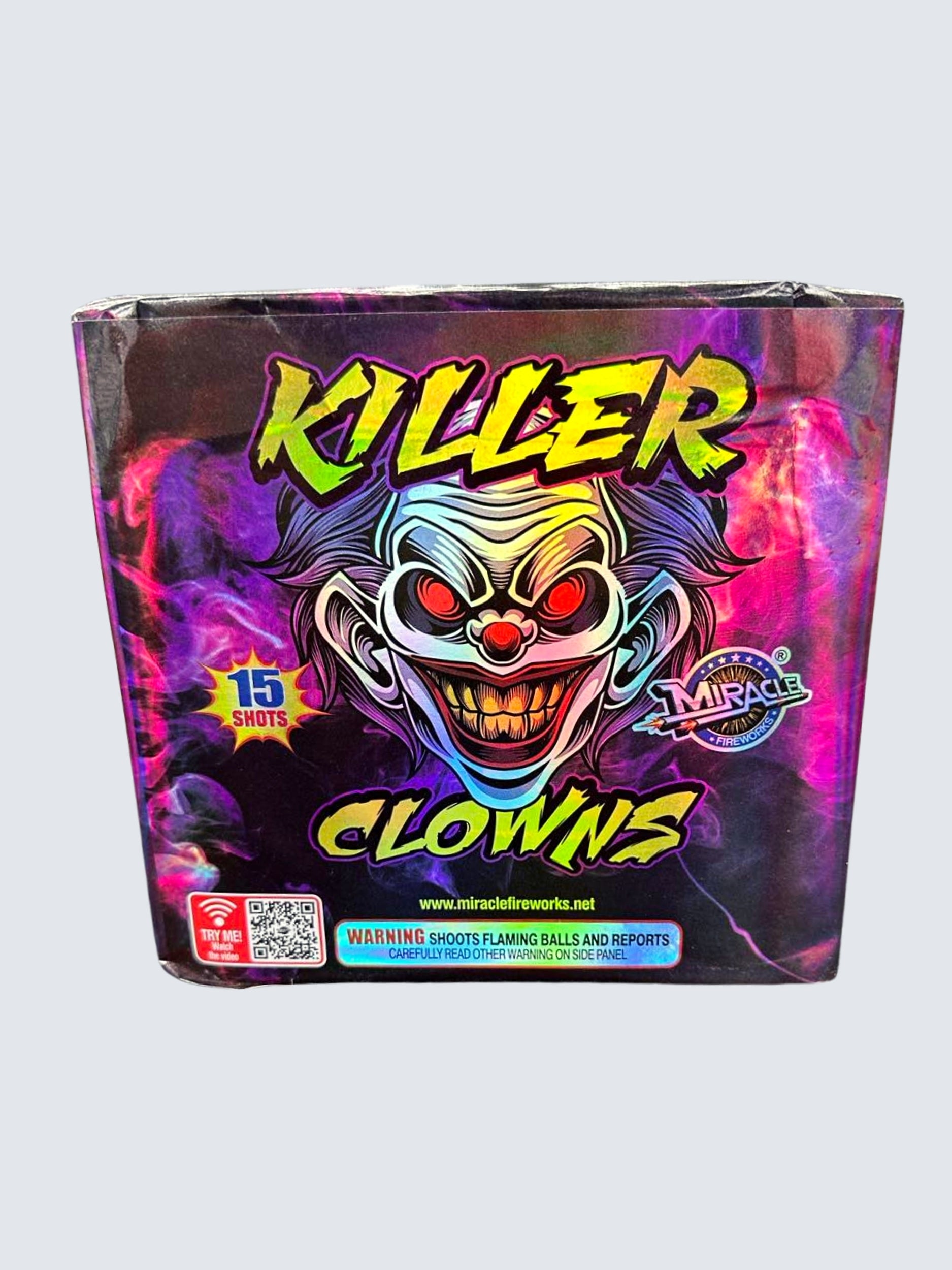 Killer Clown | 180 Shot Box Kit™ - Red Clown - Green Clown - Purple Clown by Pyro Diablo -Shop Online for Standard Cake at Elite Fireworks!