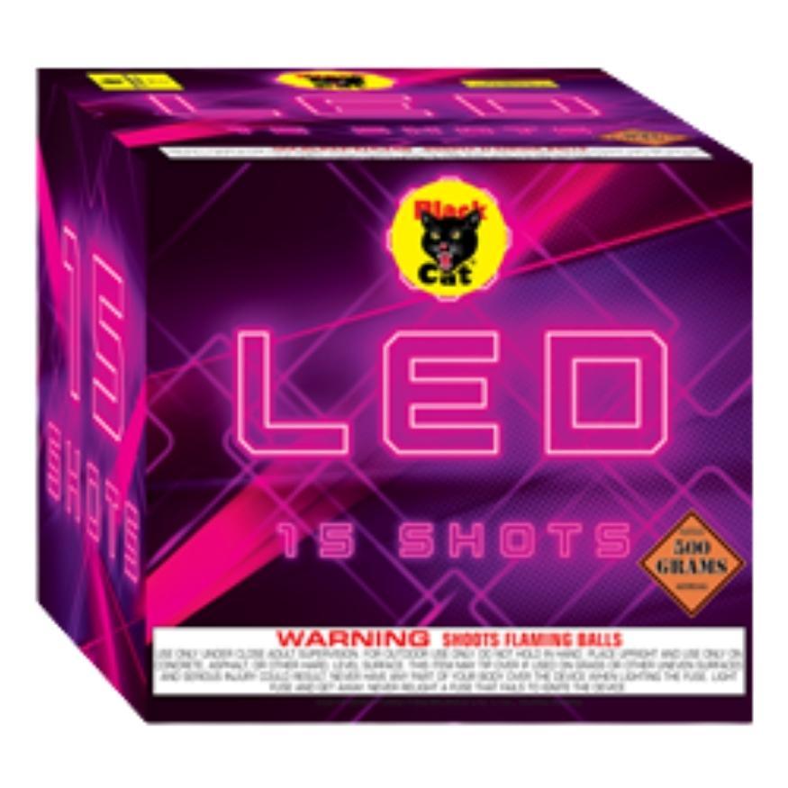 LED | 15 Shot Aerial Repeater by Black Cat Fireworks -Shop Online for Large Cake at Elite Fireworks!