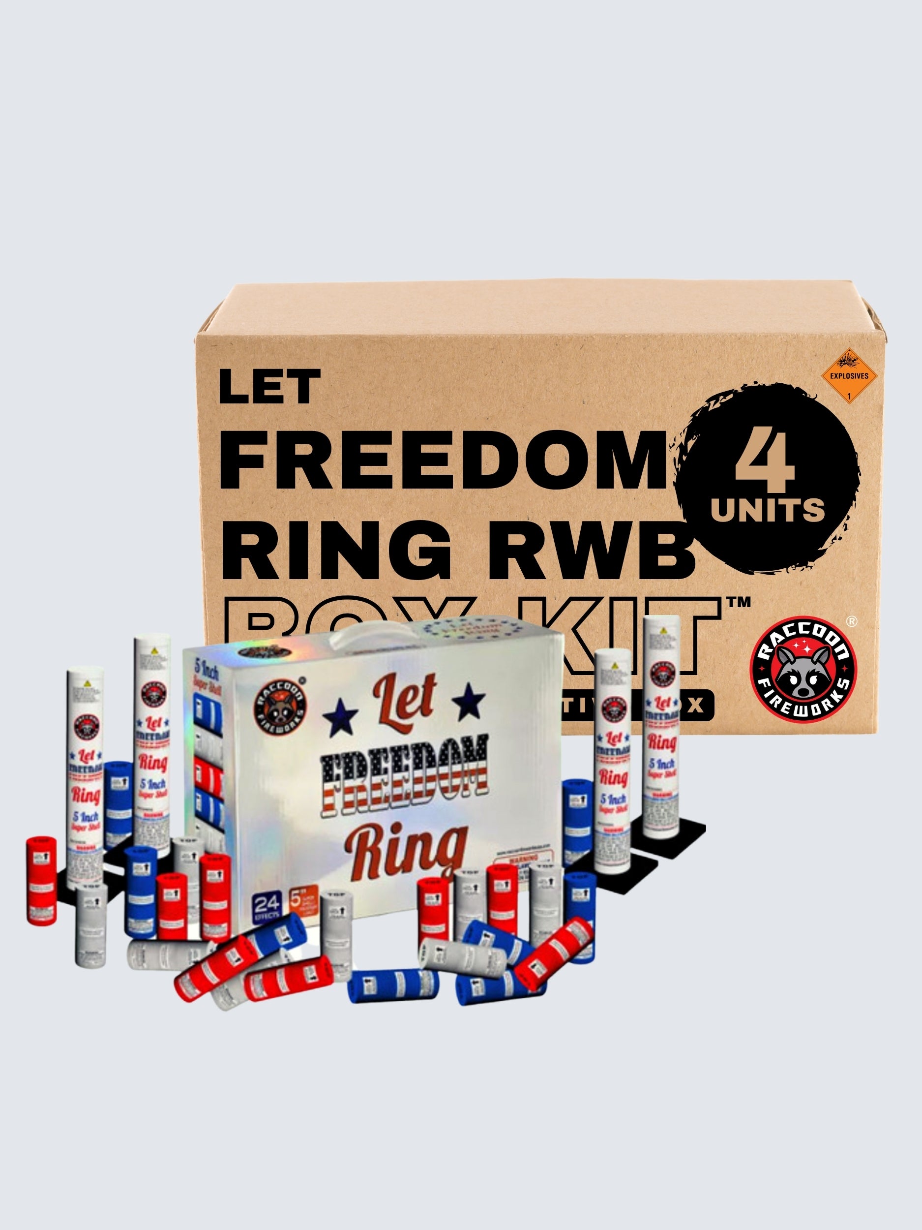 Let Freedom Ring | 24 Break Artillery Shell by Raccoon Fireworks -Shop Online for X-tra Large Canister Kit™ at Elite Fireworks!