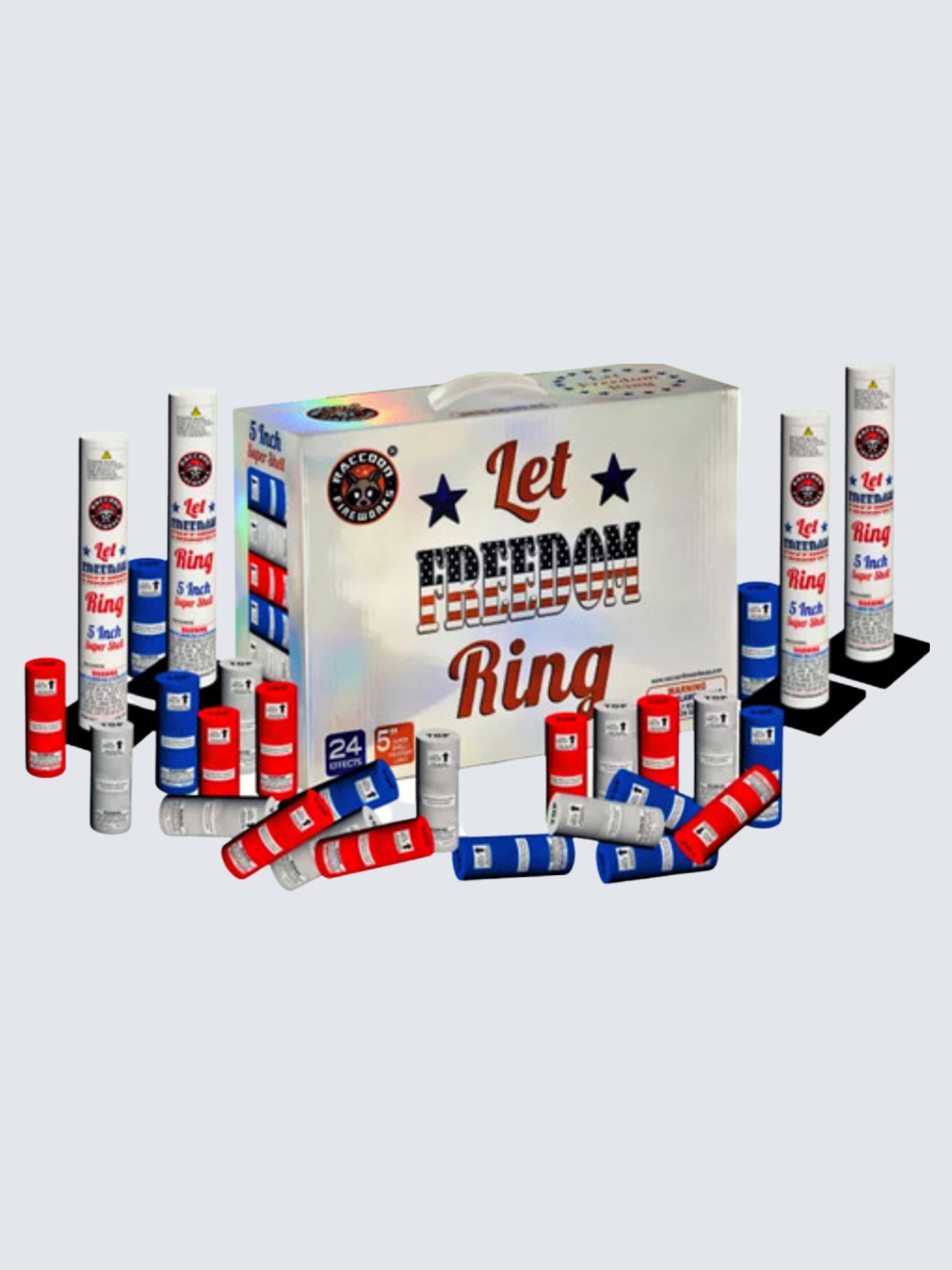 Let Freedom Ring | 24 Break Artillery Shell by Raccoon Fireworks -Shop Online for X-tra Large Canister Kit™ at Elite Fireworks!