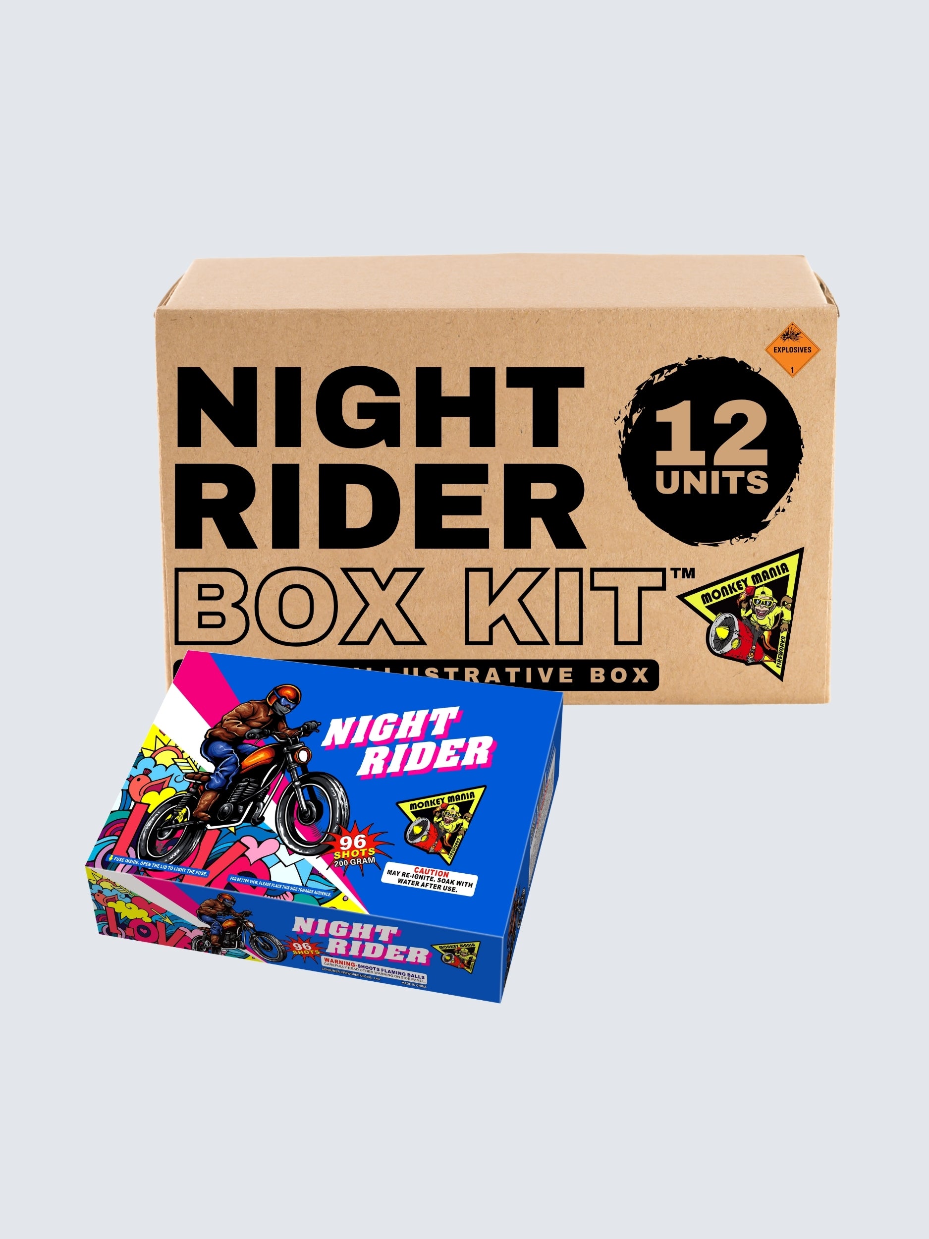 Night Rider | 96 Shot Aerial Repeater by Monkey Mania -Shop Online for Standard Cake at Elite Fireworks!