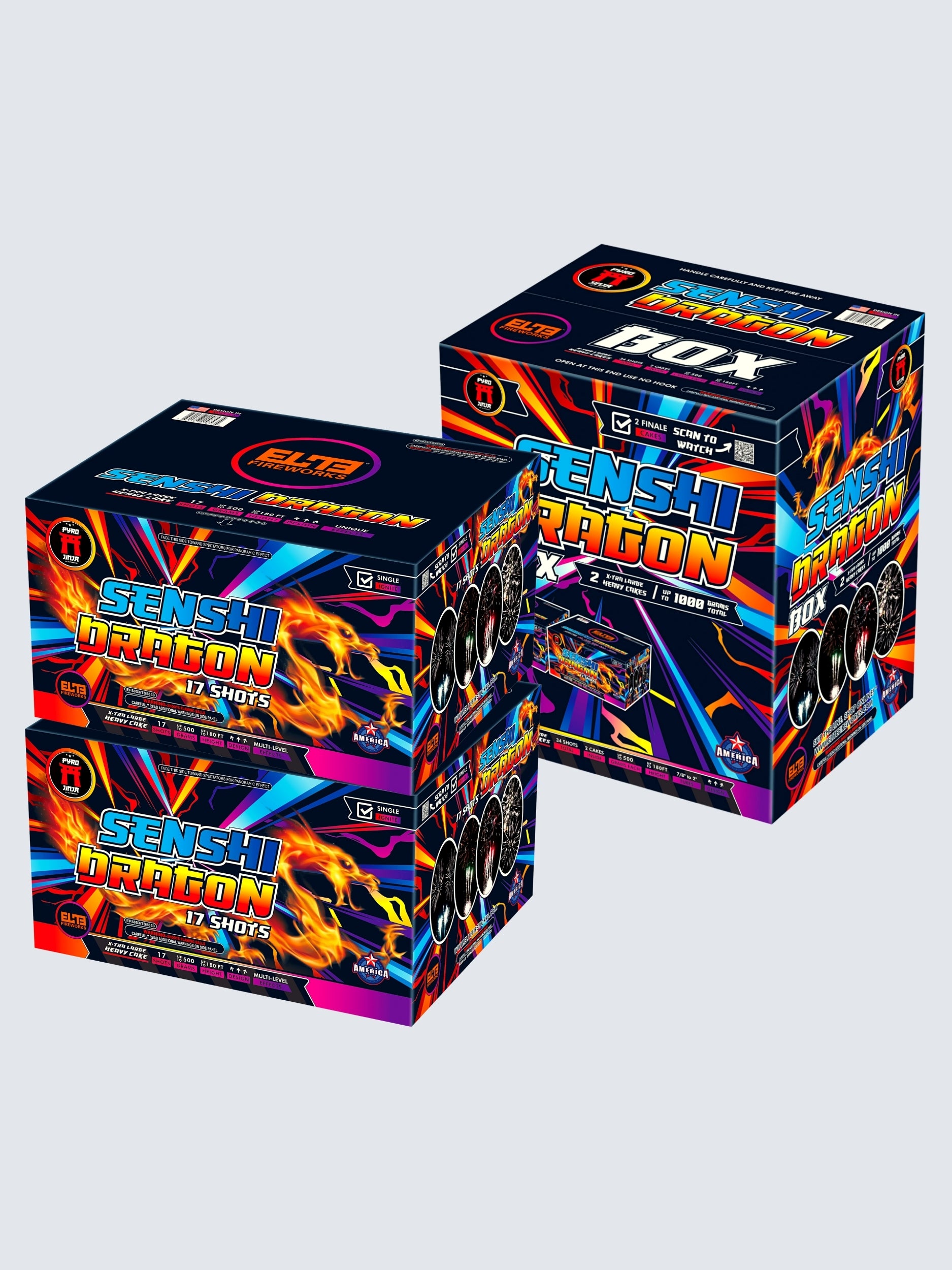 Senshi Dragon™ | 17 Shot Aerial Repeater by Pyro Jinja® -Shop Online for Alloy Cake™ at Elite Fireworks!
