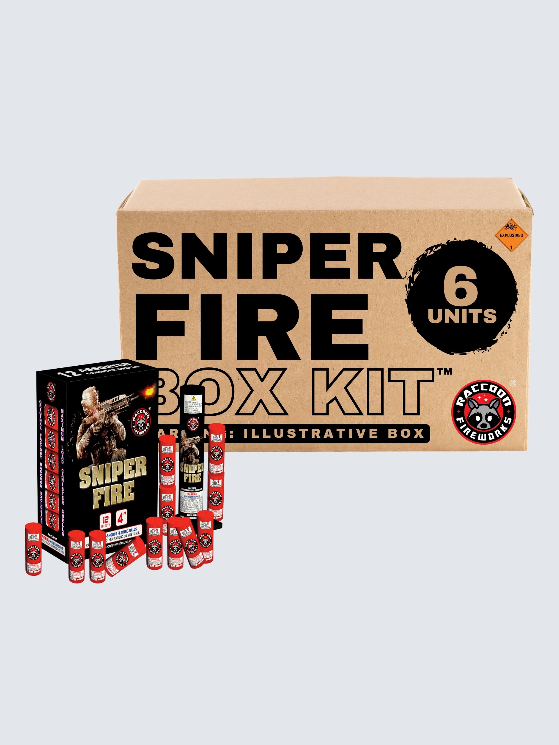 Sniper Fire | 12 Break Artillery Shell by Raccoon Fireworks -Shop Online for Large Canister Kit™ at Elite Fireworks!