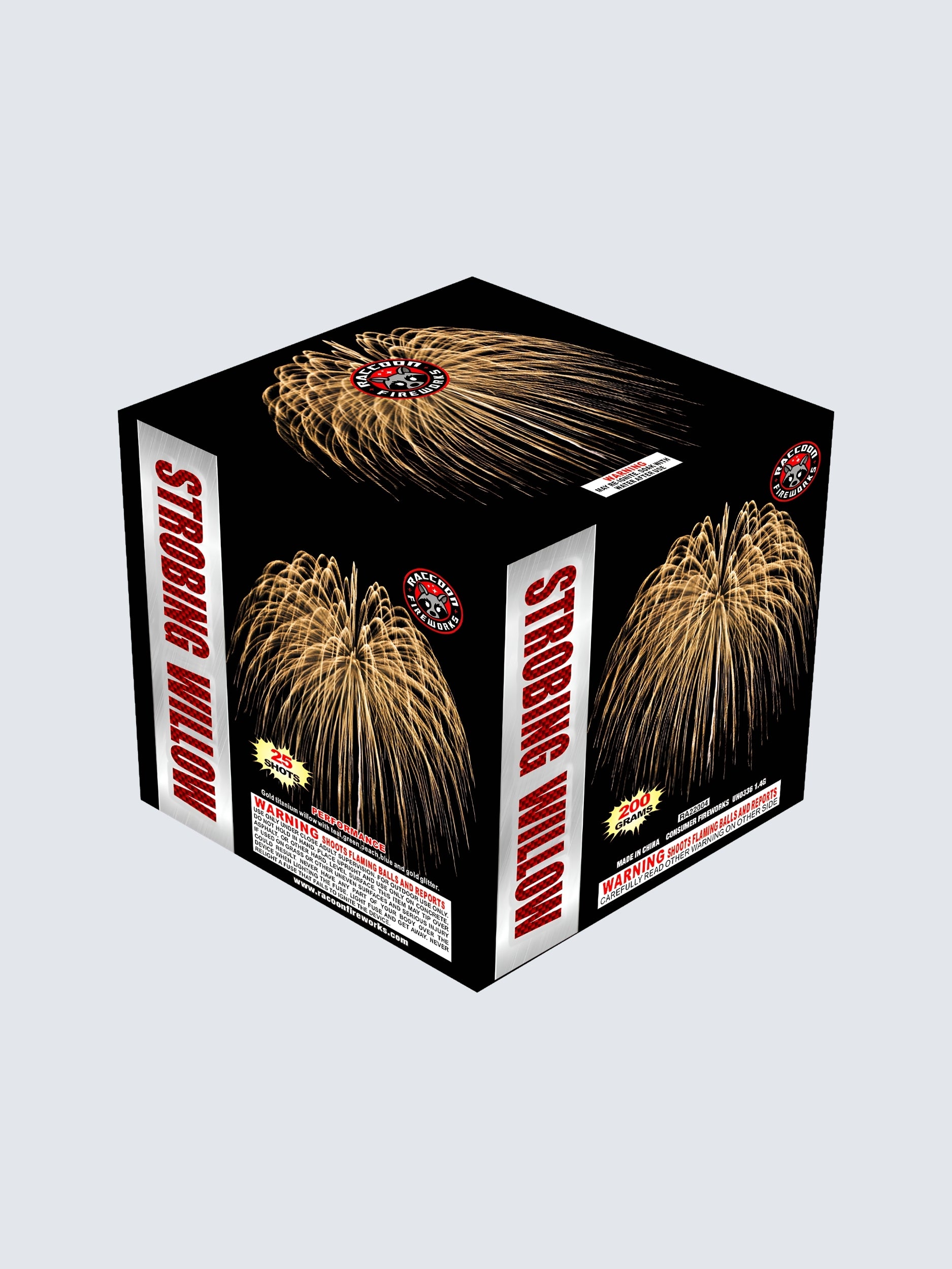 Strobing Willow | 25 Shot Aerial Repeater by Raccoon Fireworks -Shop Online for Standard Cake at Elite Fireworks!