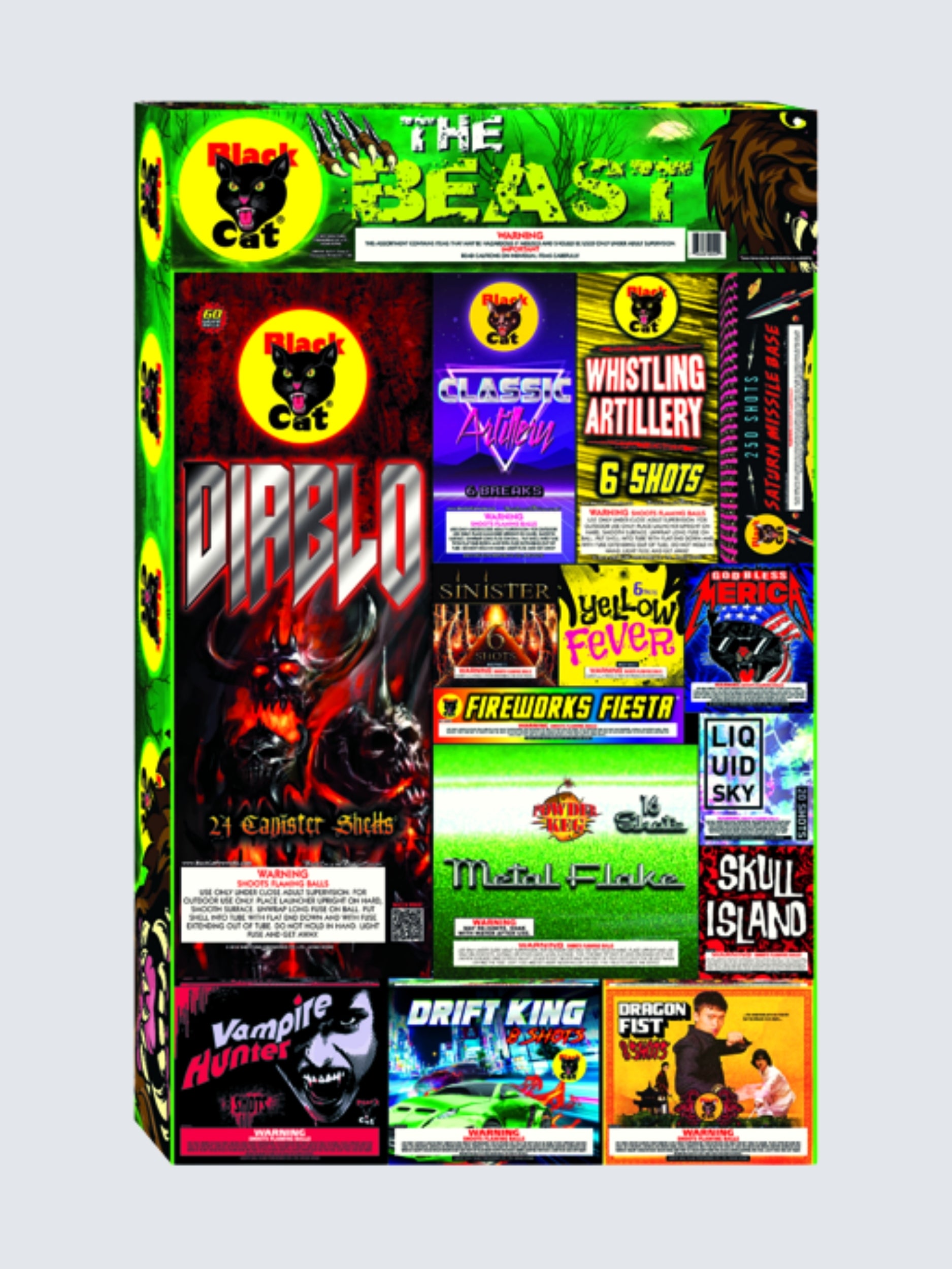 The Beast | All Aerial Repeater and Shell Variety Assortment by Black Cat Fireworks -Shop Online for XX-tra Large Select Kit™ at Elite Fireworks!