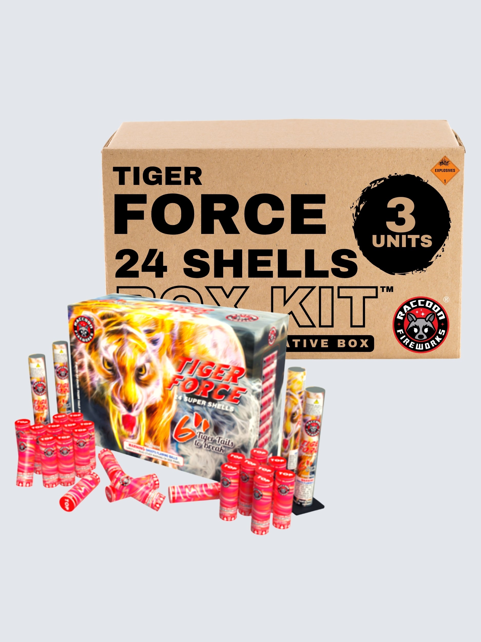 Tiger Force | 24 Break Artillery Shell by Raccoon Fireworks -Shop Online for XX-tra Large Canister Kit™ at Elite Fireworks!