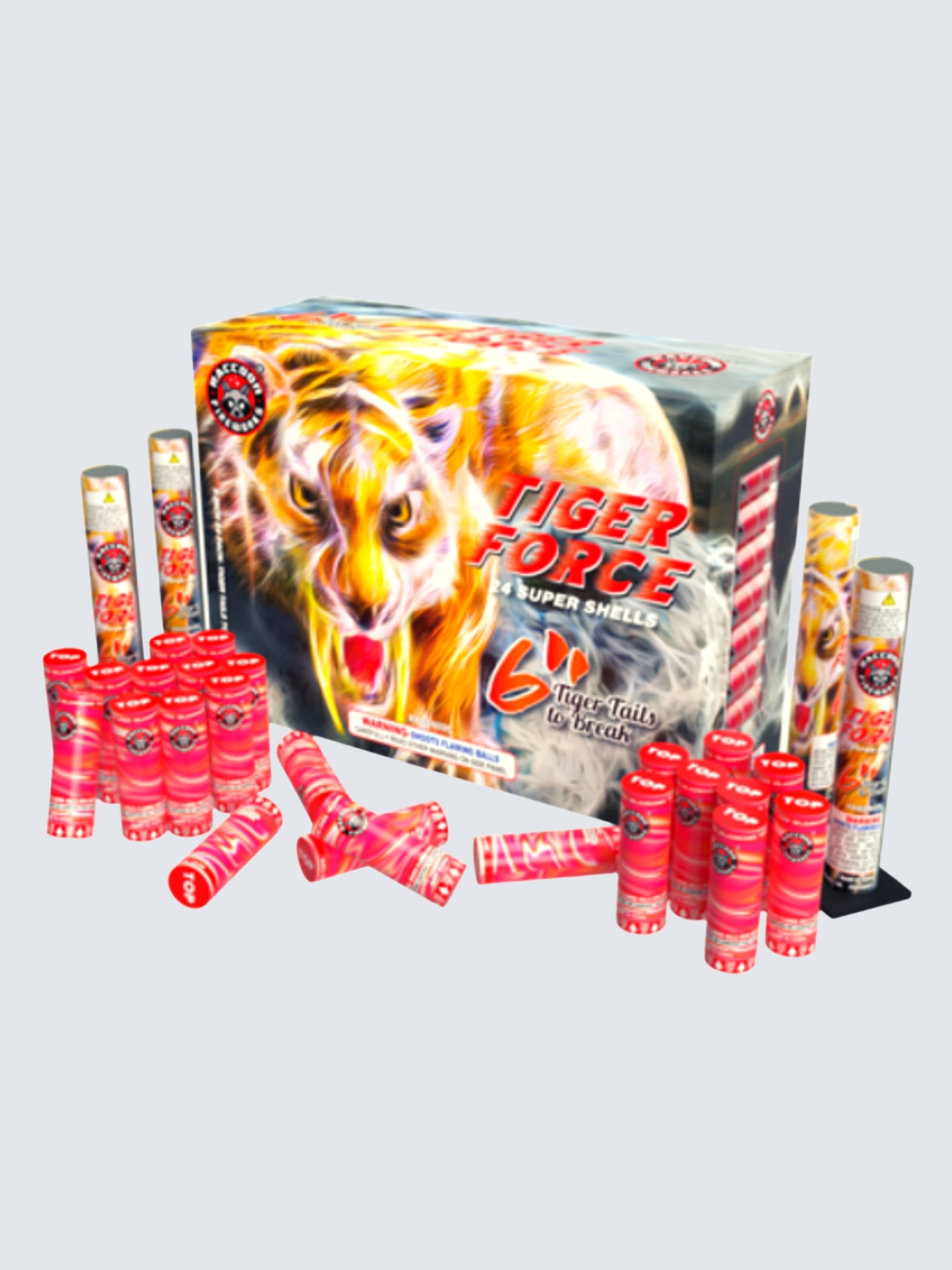 Tiger Force | 24 Break Artillery Shell by Raccoon Fireworks -Shop Online for XX-tra Large Canister Kit™ at Elite Fireworks!
