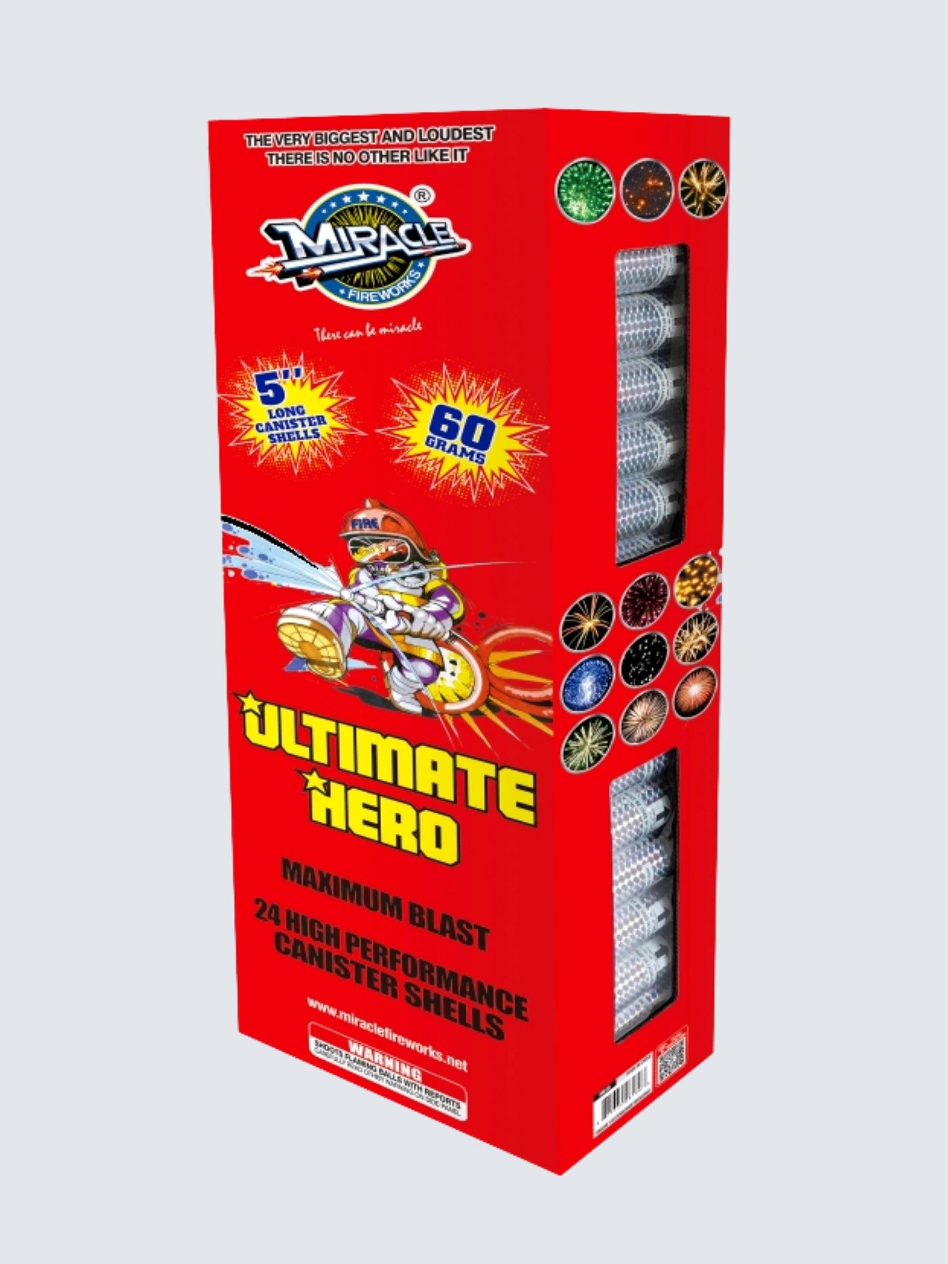 Ultimate Hero | 24 Break Artillery Shell by Miracle Fireworks -Shop Online for X-tra Large Canister Kit™ at Elite Fireworks!