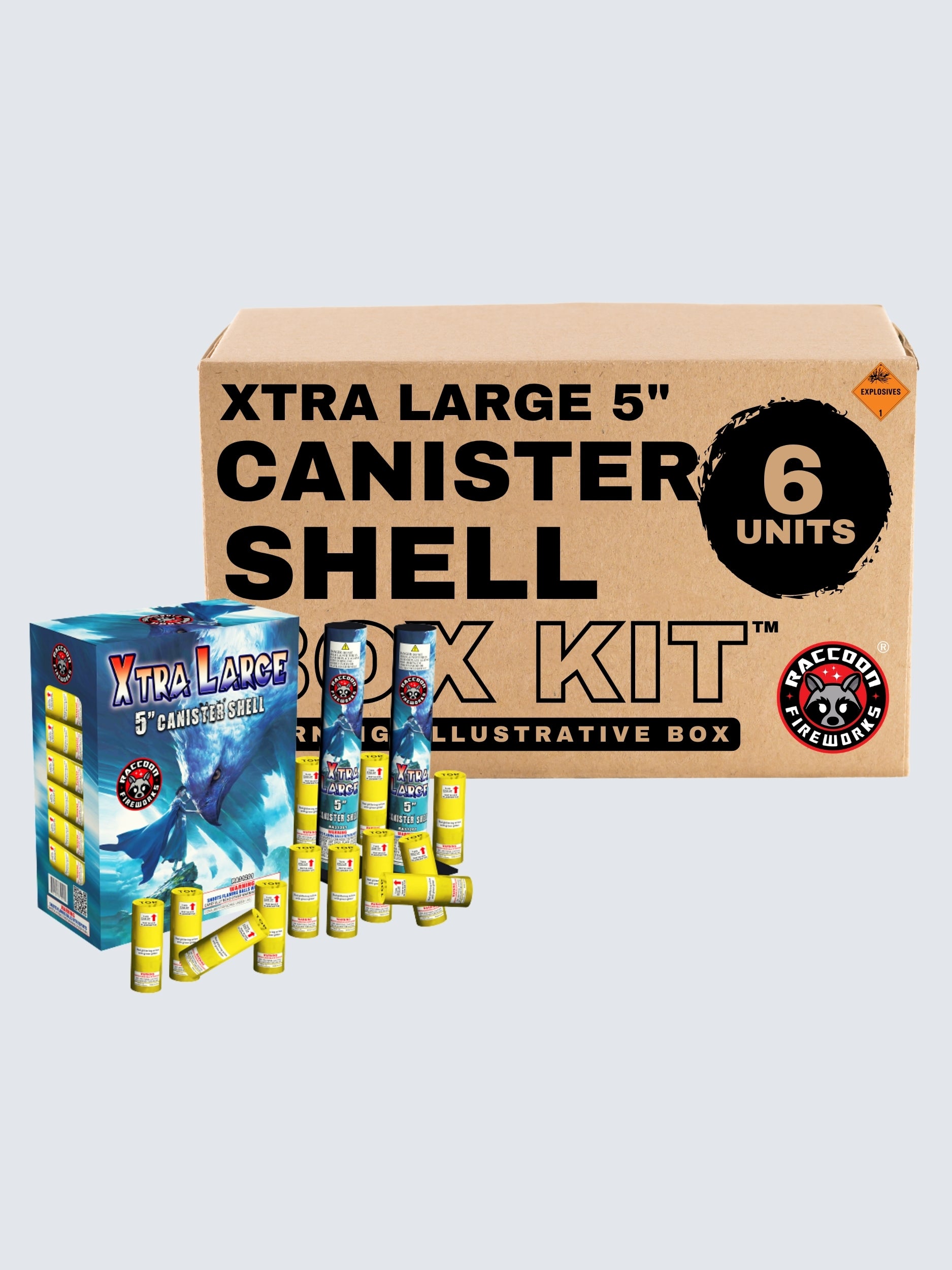Xtra Large 5" Canister Shell | 12 Break Artillery Shell by Raccoon Fireworks -Shop Online for X-tra Large Canister Kit™ at Elite Fireworks!