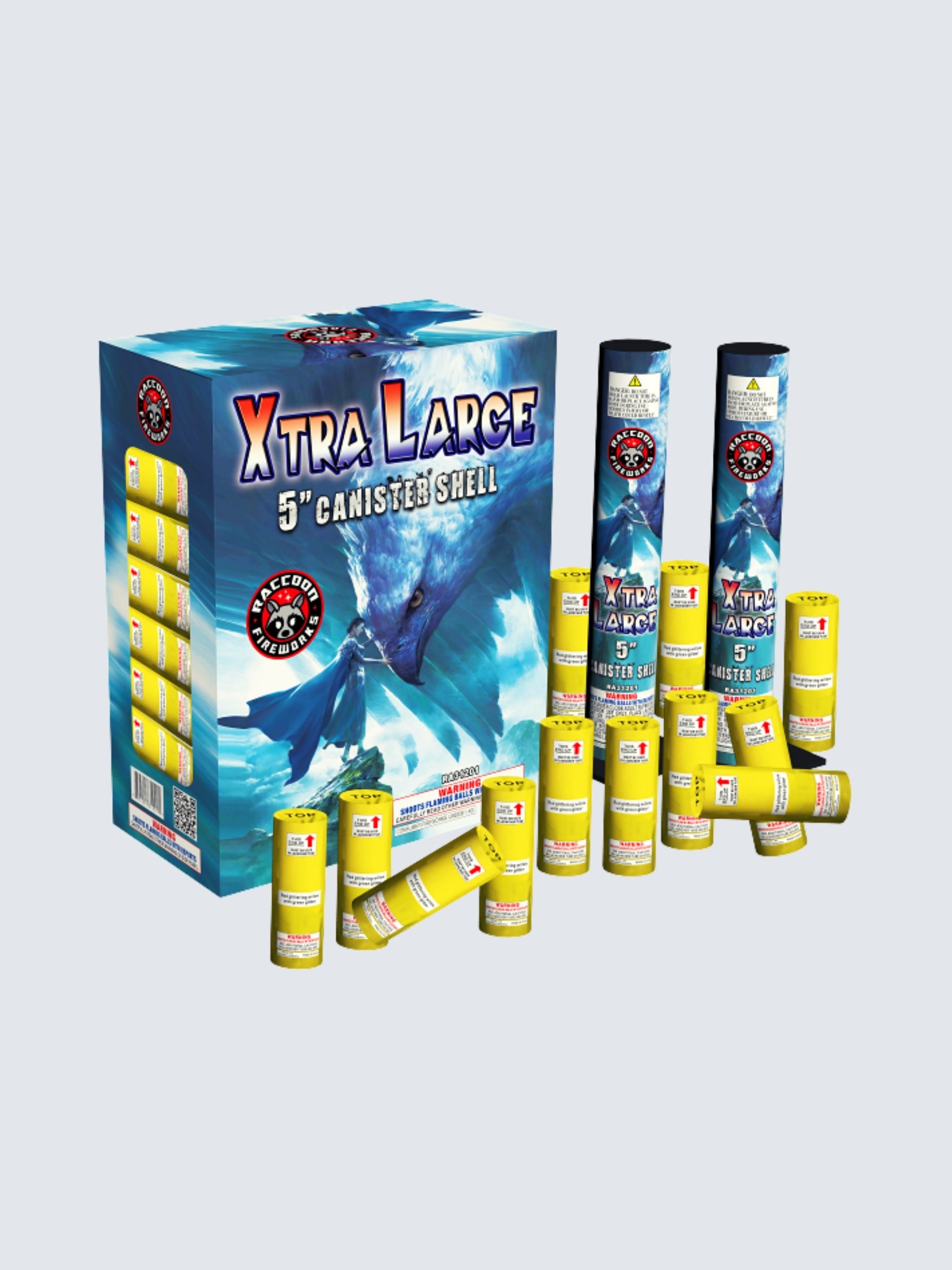 Xtra Large 5" Canister Shell | 12 Break Artillery Shell by Raccoon Fireworks -Shop Online for X-tra Large Canister Kit™ at Elite Fireworks!